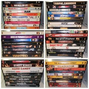 60+ Assorted movies lot DVDs featuring various genres. action, comedy etc.